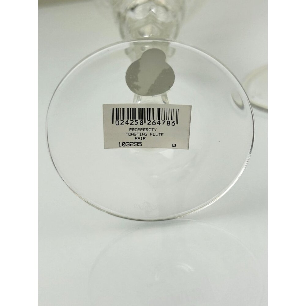 2 Waterford Crystal Millennium Wheat PROSPERITY Toasting Champagne Flutes 9.25" - Picture 13 of 16